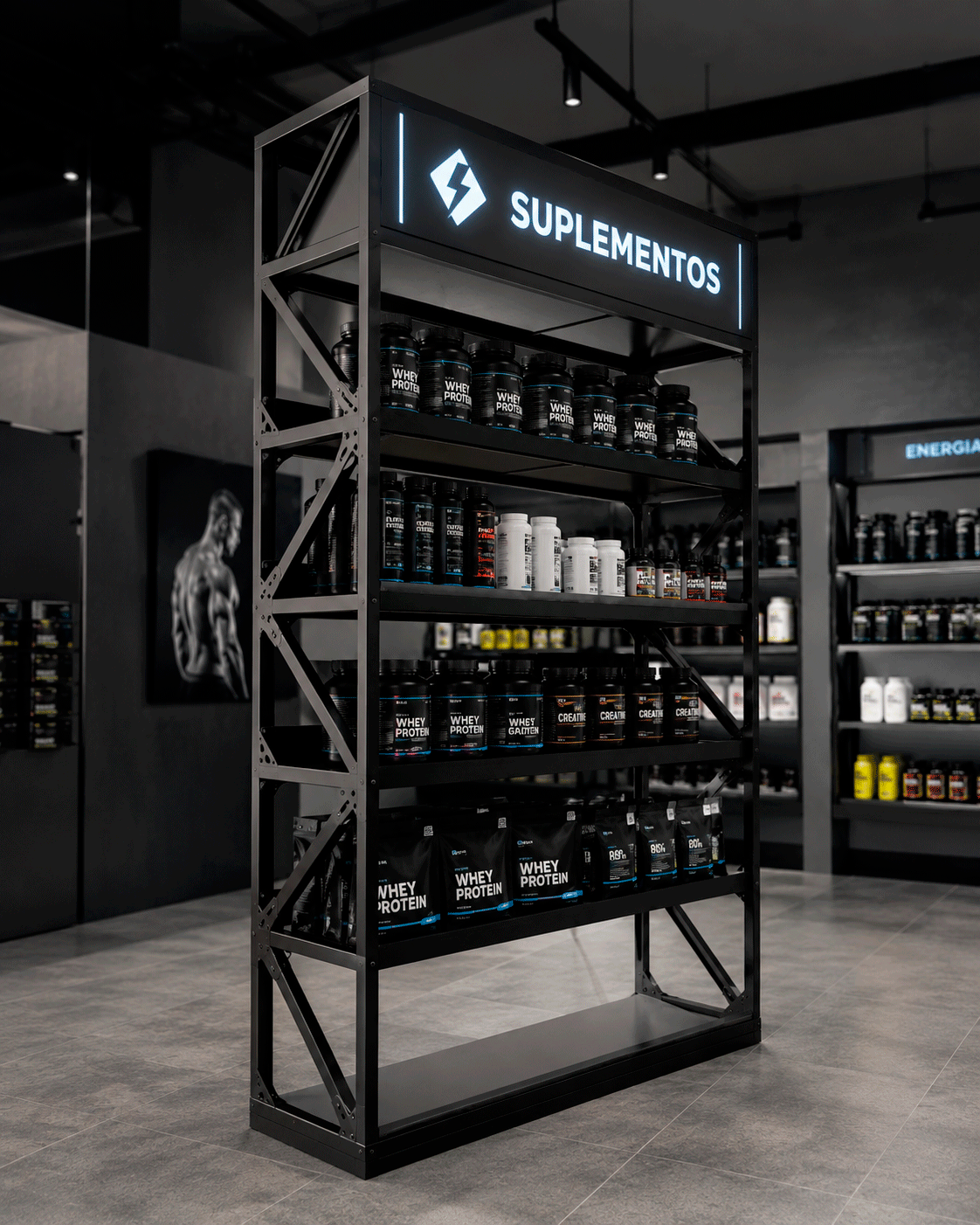 Expositor industrial para suplementos